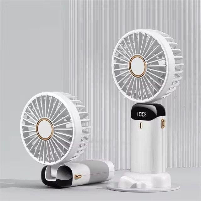 Mini El Fanı 5 Kademeli Dijital Led Göstergeli Boyun Askılı Mini Klima Vantilatör Beyaz