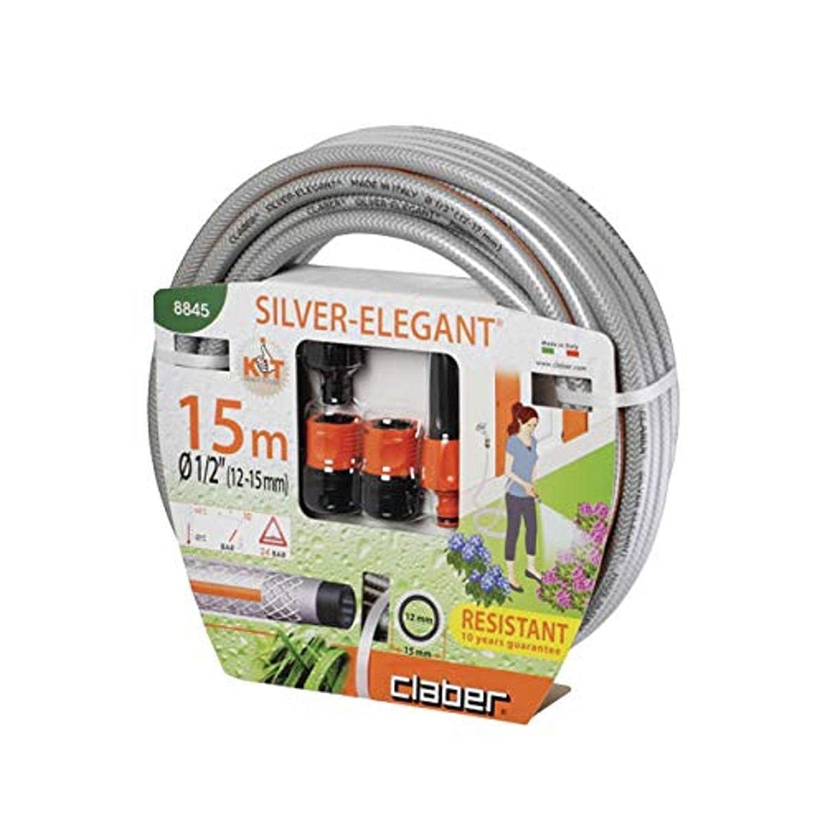 Claber 8845 Sılver Elagant Kit Hortum Ve Sulama Seti, 15 Metre