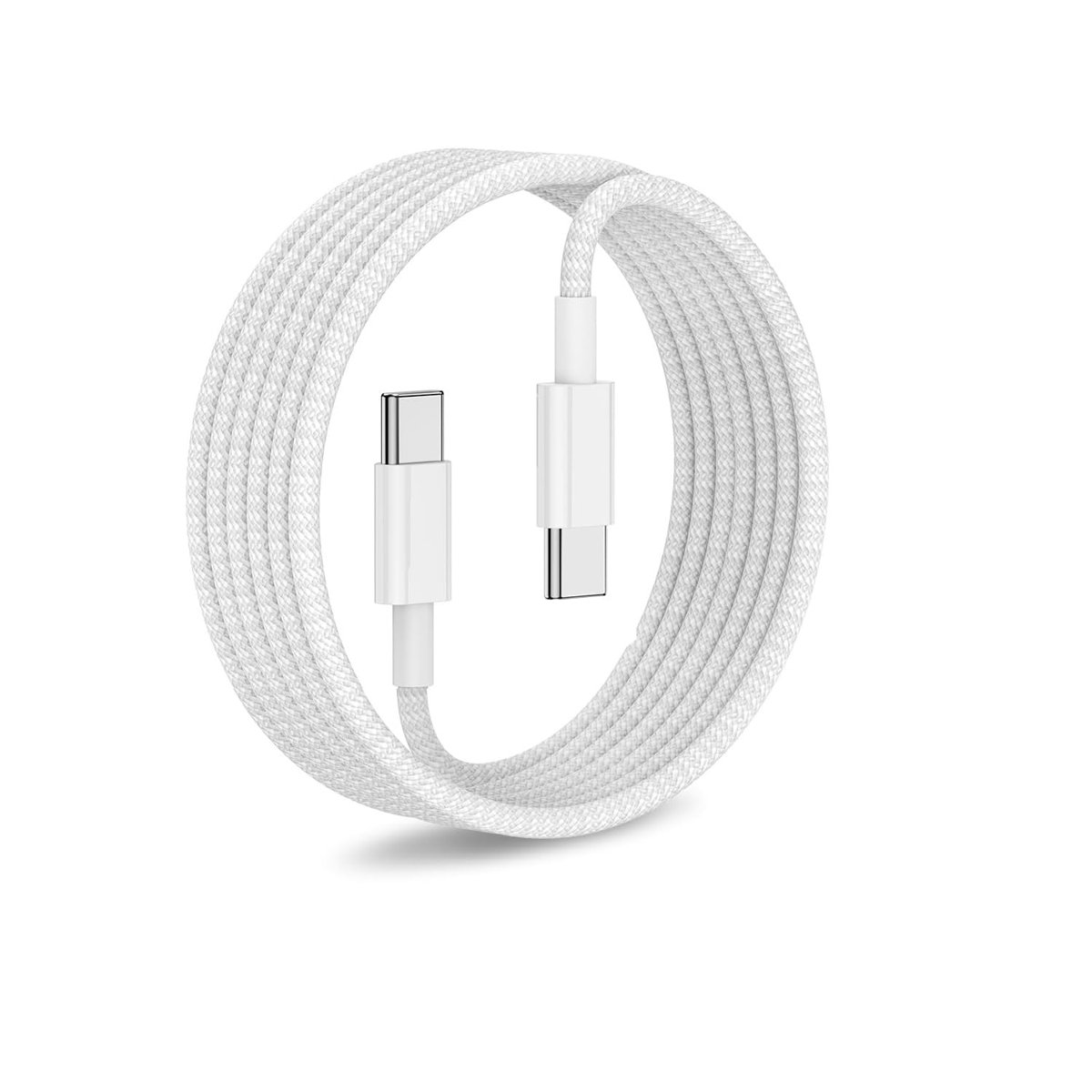 Type C-C Hızlı Şarj Kablosu, ÖRGÜLÜ KABLO VE GÜÇLENDİRİLMİŞ BOYUN, 60Watt PD Hızlı Şarj, iPhone 15/16/17 ve Andoid İçin (1Ad x 1Metre Beyaz)