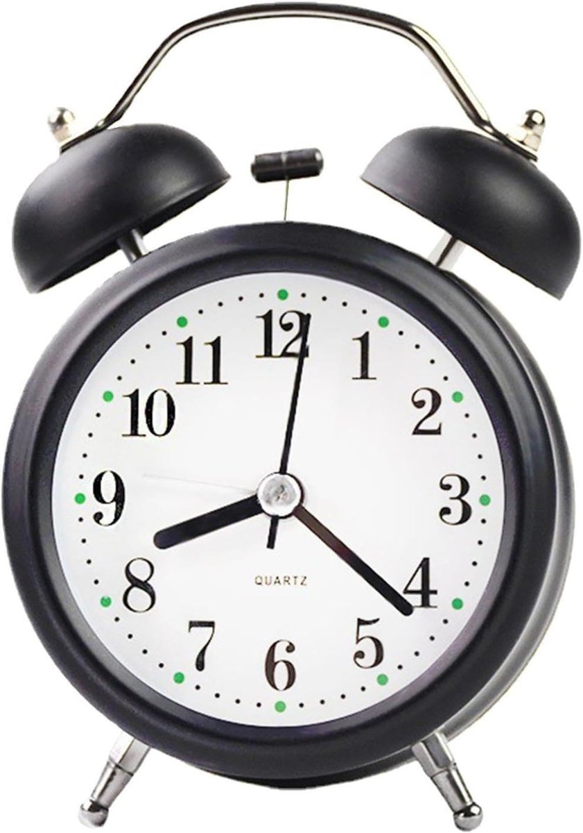 Valkyrie 16cm Büyük Boy Akar Saniyeli Alarm Çalar Saat - Nostaljik Masa Saati Siyah