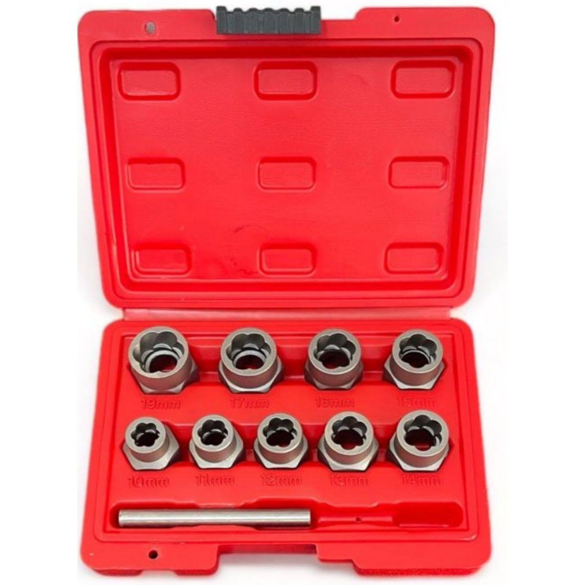 AEE® Hasarlı Civata ve Somun Sökme Seti 10 Parça | 1/2” Lokma Uyumlu | Paslanmış, Sıkışmış, Yalama Olmuş Civata Sökücü Aparat | Kırılmış & Yuvarlanmış Somun Çıkarma Seti