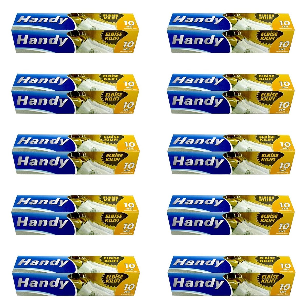 Handy Vakumsuz Şeffaf Giyisi Elbise Ceket Mont Askı Kılıfı Poşeti Torbası - 10 Adetlik 10 Kutu