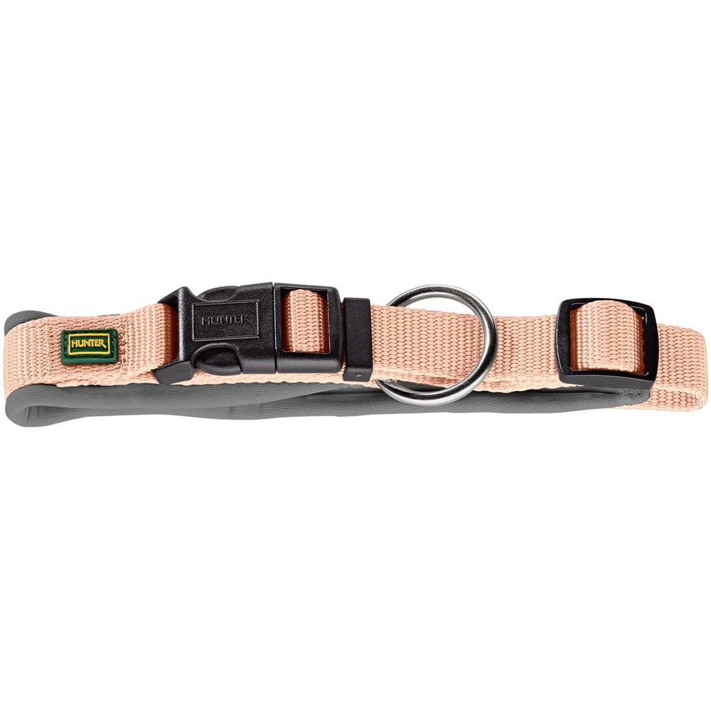 HUNTER NEOPREN Vario Plus köpek tasması, renk: şeftali/gri, dayanıklı naylon, yumuşak neopren dolgu,