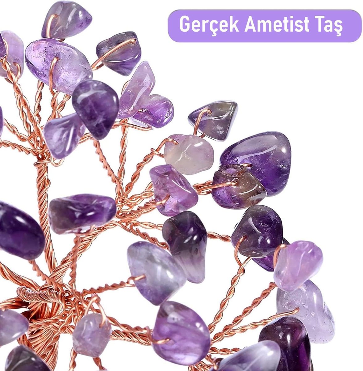 Valkyrie Ametist “Yaşam Ağacı” Kristal Bonsai – Doğal Taş Dekor | El Yapımı Tel Ağaç Meditasyon & Ofis Masaüstü Süs
