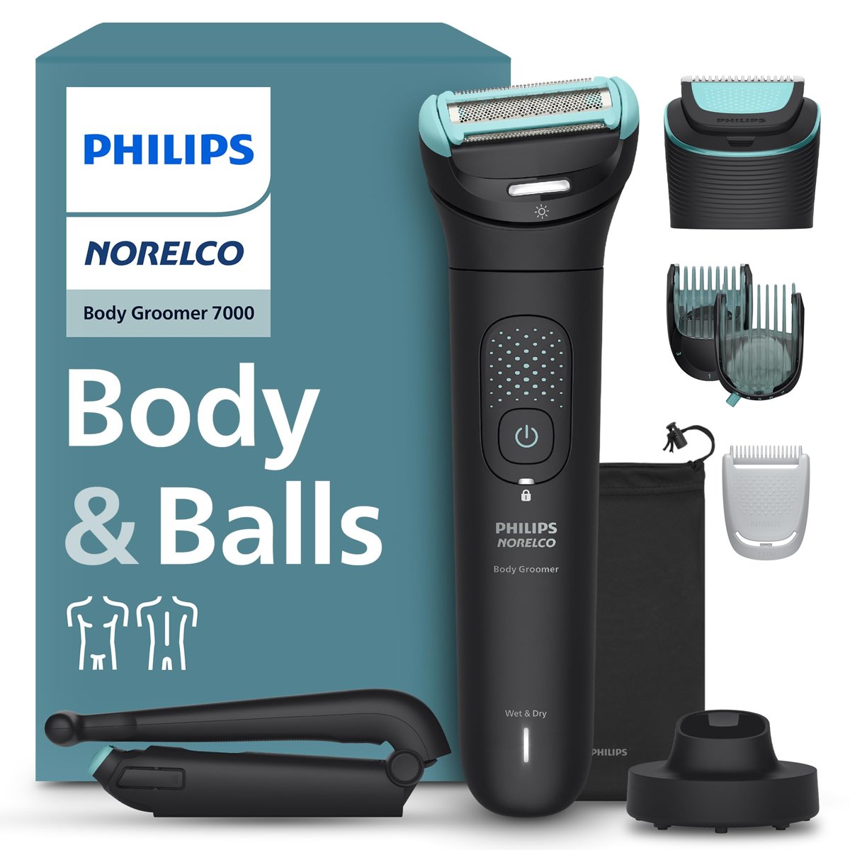 Philips Norelco Body Groomer 7000 Serisi, Erkek Tüm Vücut Bakım Makinesi, Kontur Takip Eden 2D Esnek