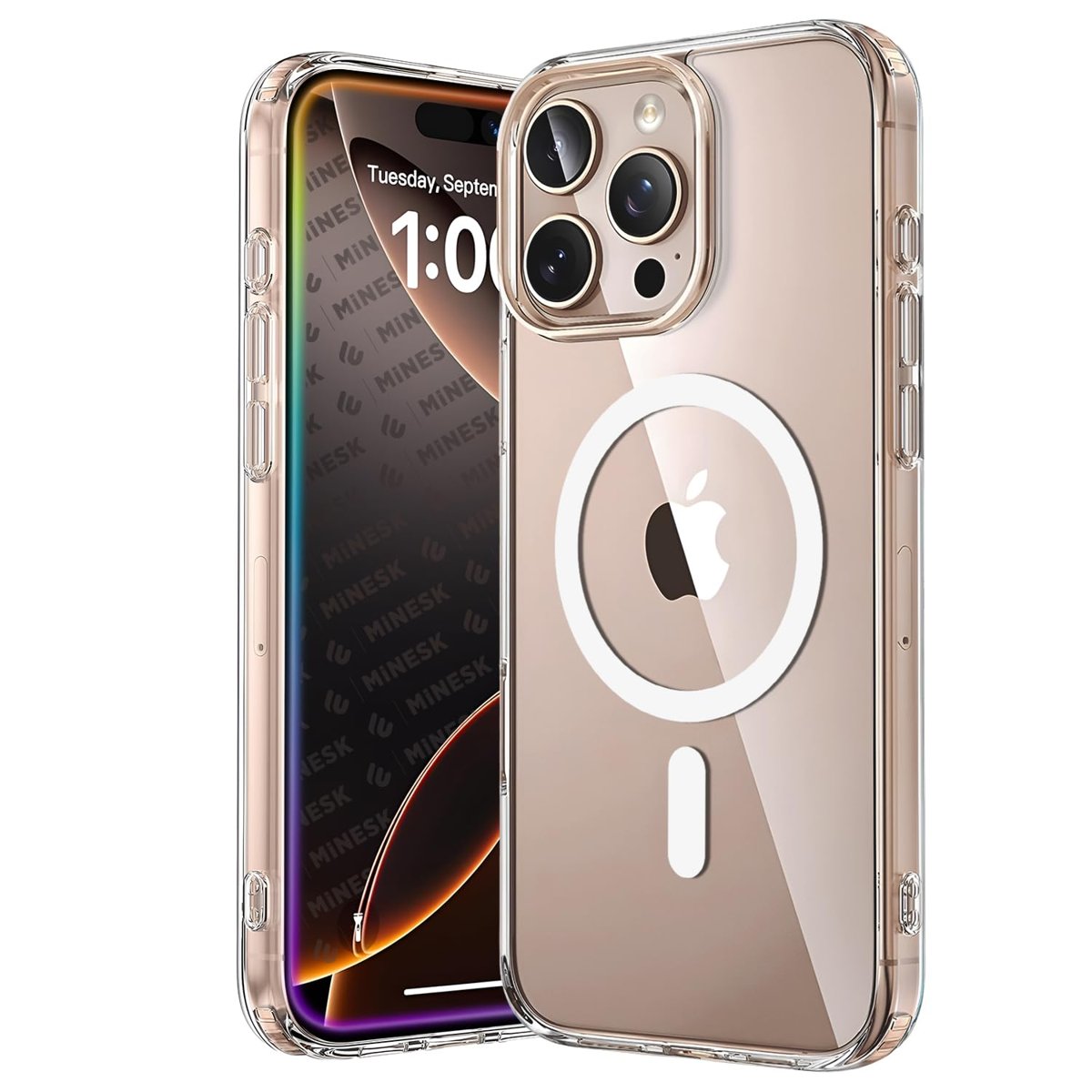 Minesk iPhone 16 Pro Max için Origin Serisi Premium Kalite Magsafe ile Uyumlu Kılıf Crystal Clear Super Şeffaf Materyal ve İnceltilmiş 3D Gerçek Manyetik Çember (16 Pro Max)