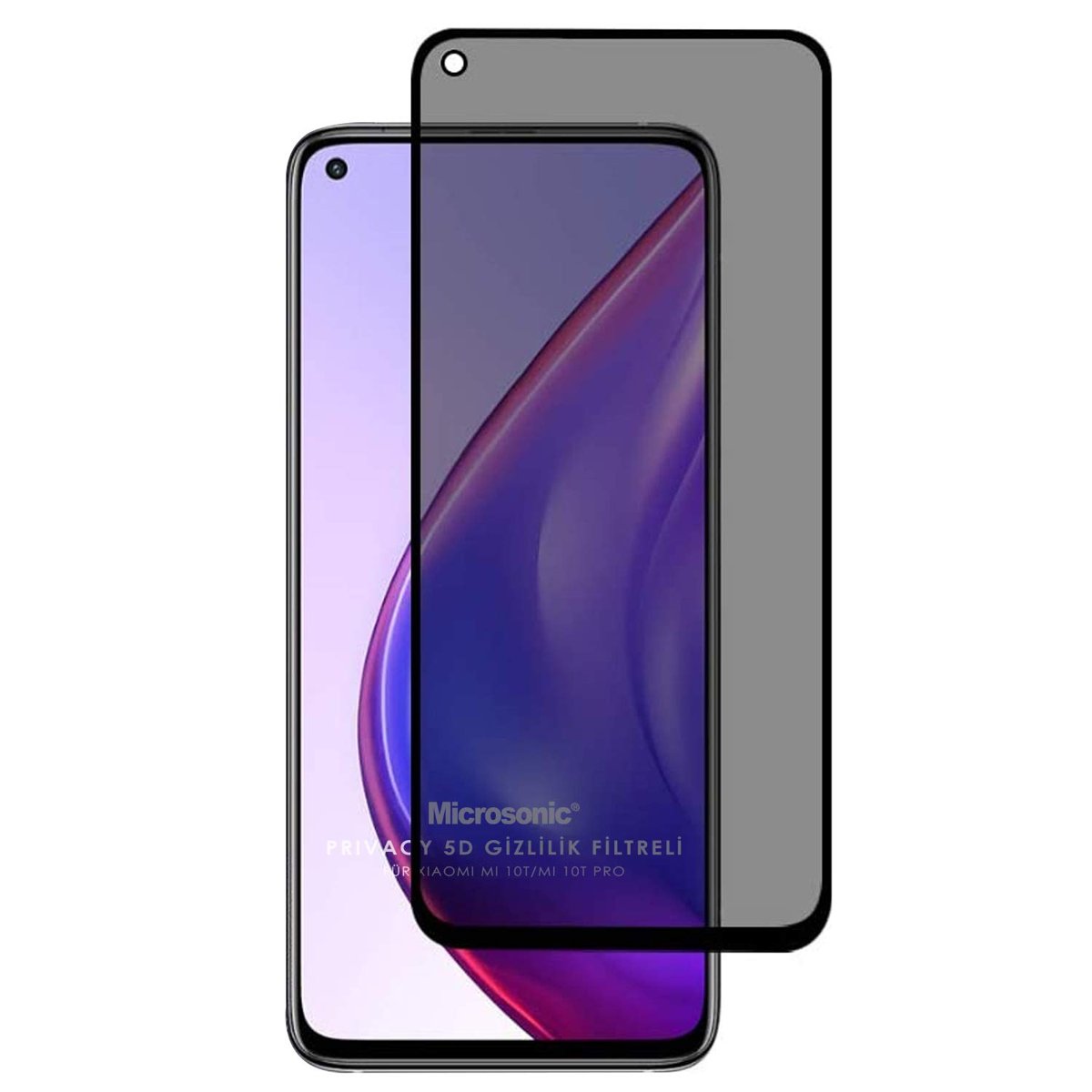 Microsonic Xiaomi Mi 10T Pro Privacy 5D Gizlilik Filtreli Cam Ekran Koruyucu Siyah [Mi 10T Pro ile U