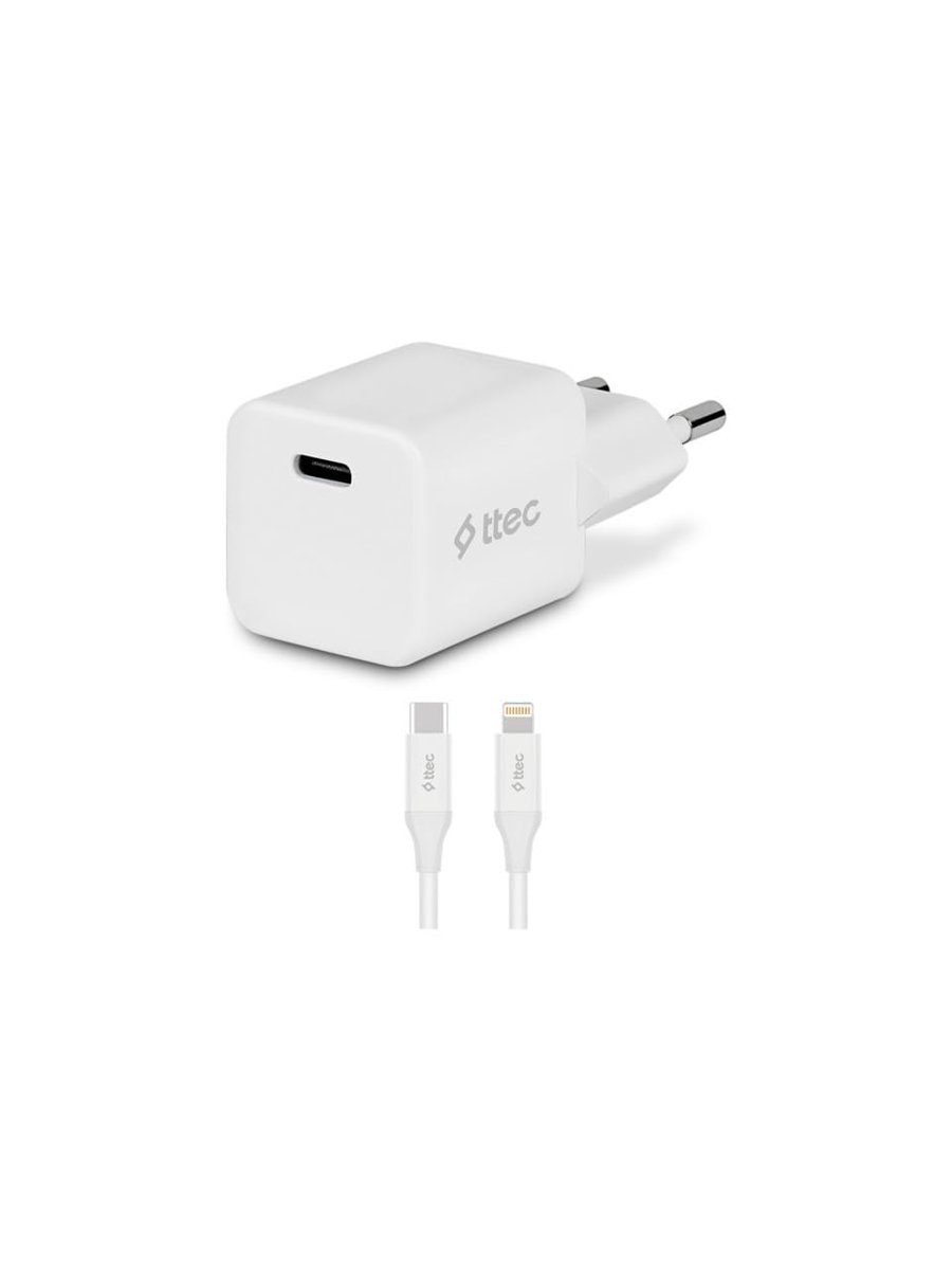 ttec SmartCharger 20W PD Seyahat Hızlı Şarj Aleti + USB-C - Lightning 150cm Kablo Beyaz 2SCP01L