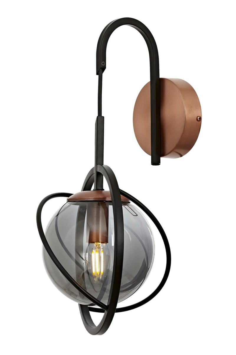 Avonni AP-60291-1BSY Siyah Boyalı Aplik E14 Metal Cam 22x24cm