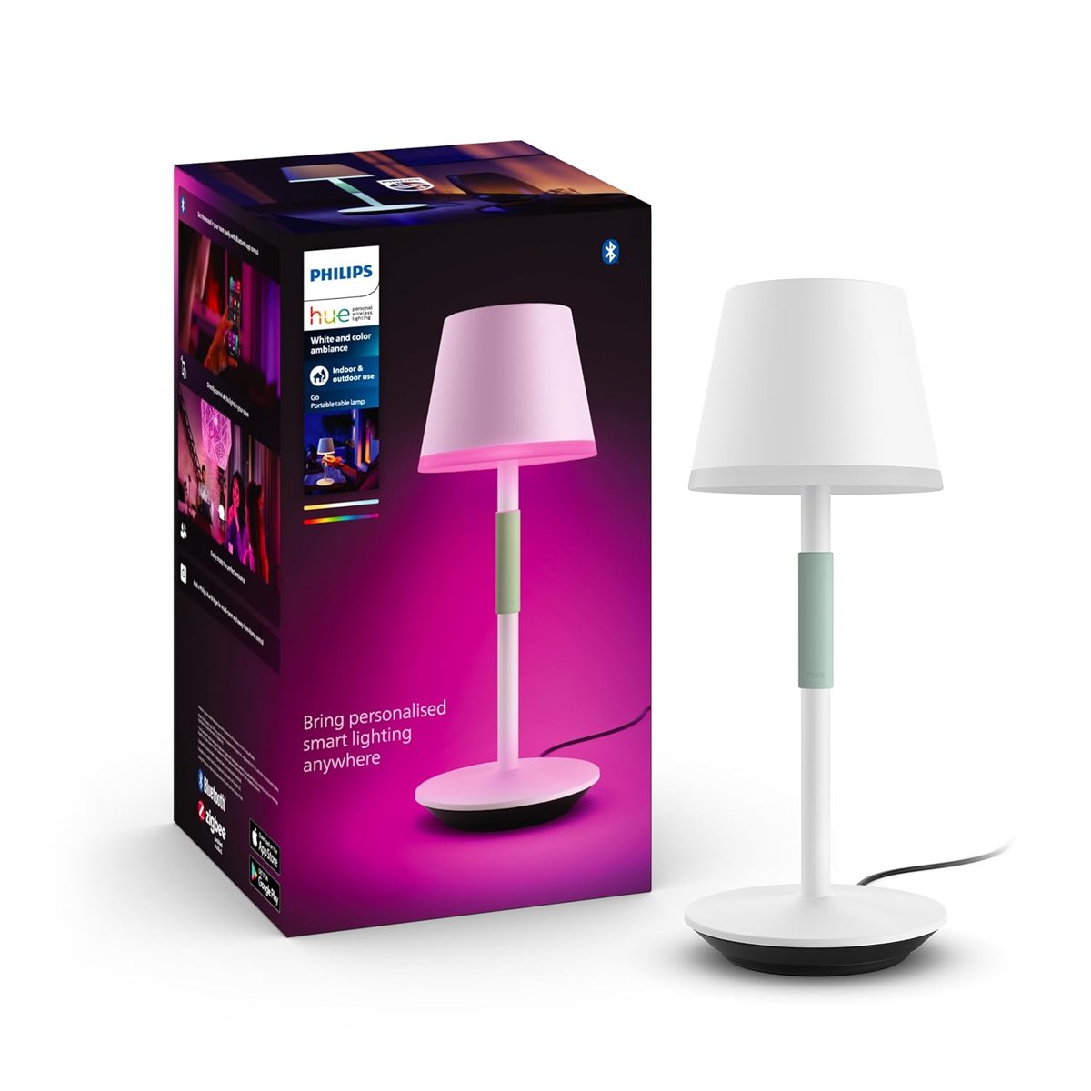 Philips Hue GO Belle Taşınabilir Masa Lambası - Beyaz - 25.000 Saat Ampul Kullanım Ömrü