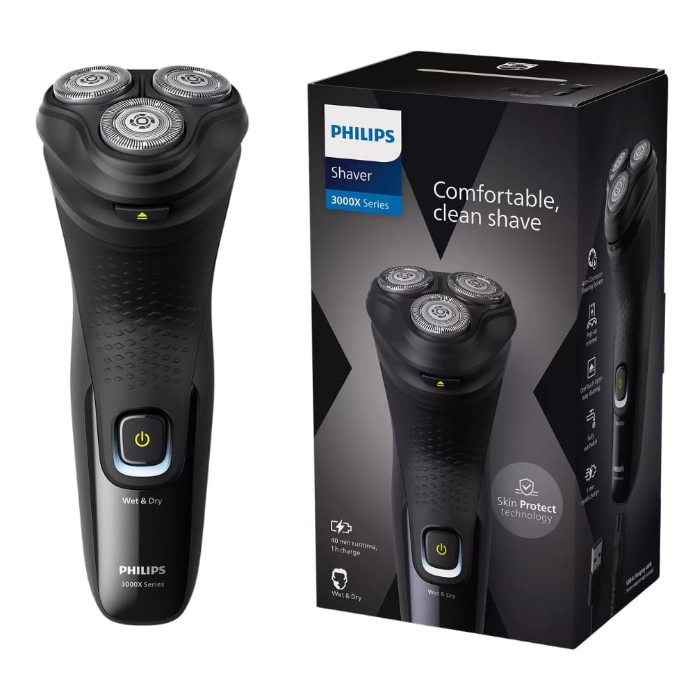 Philips 3000X Serisi Erkek Tıraş Makinesi, PowerCut Bıçak Teknolojisi, 5D Esnek Başlık, Islak ve Kuru Kullanım, Hassas Düzeltici, Cilt Koruma Özellikli, X3021/00