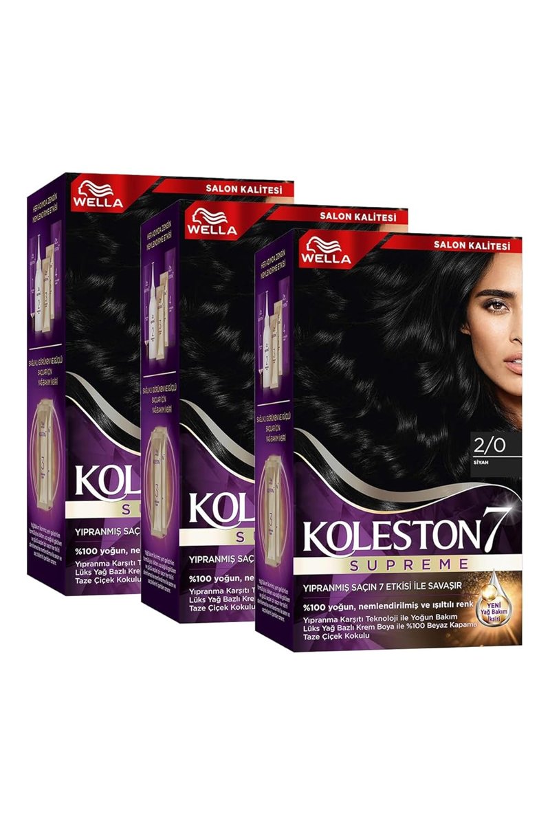 Wella Koleston Supreme Saç Boyası 2/0 Siyah x3' li Set