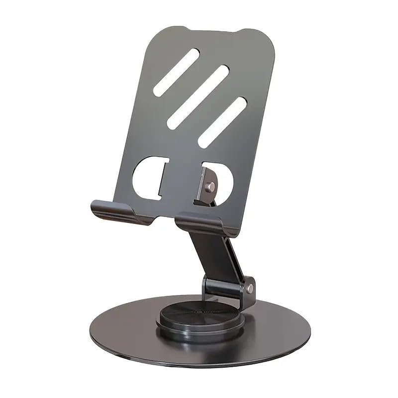 Deppo Trend Yüksek Kaliteli Metal Stand Katlanabilir ve Ayarlanabilir 360 Derece Dönebilen Tablet Standı Telefon Tutucu Masa üstü Gri Stant