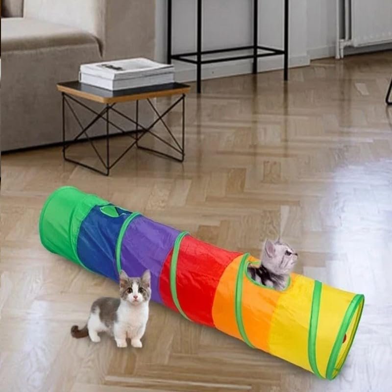 Tineke Petshop Düz Kedi Tüneli Katlanır Gökkuşağı Uzun Düz Kedi Köpek Oyun Tüneli Evcil Hayvan Oyun Tüneli