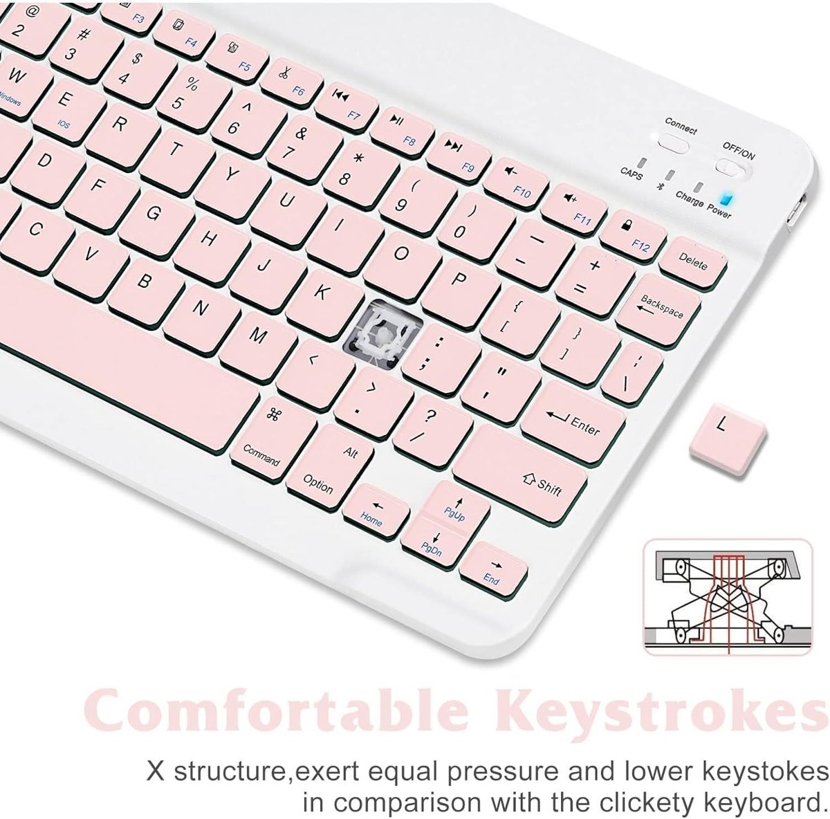 Valkyrie Bluetooth 10 inç Ios Windows Android Uyumlu Kablosuz Klavye - Türkçe - Şarjlı - Sessiz - Multimedia - Ultra İnce Pembe