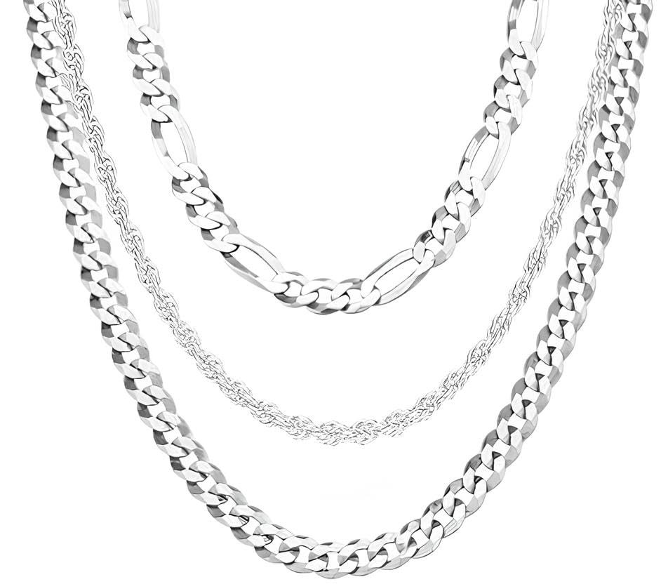 AEE 3'lü Erkek Kolye Seti Gümüş Paslanmaz Çelik Burgulu Şavin Kuşgozü Ezme Zincir