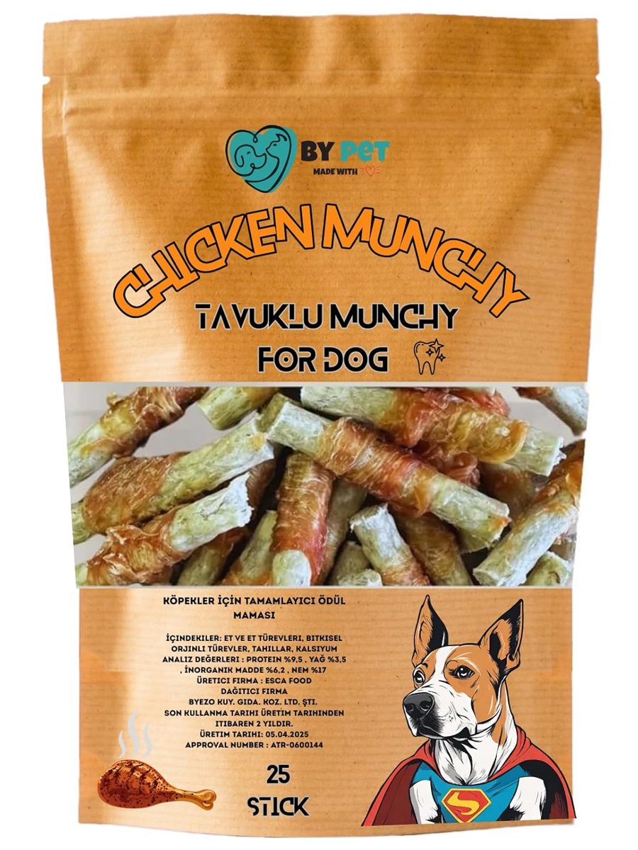 Tavuk Sargılı Köpek Ödül Maması, Tavuklu Munchy, 25 Stick