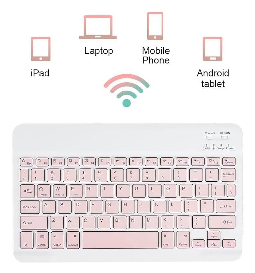Valkyrie Bluetooth 10 inç Ios Windows Android Uyumlu Kablosuz Klavye - Türkçe - Şarjlı - Sessiz - Multimedia - Ultra İnce Pembe