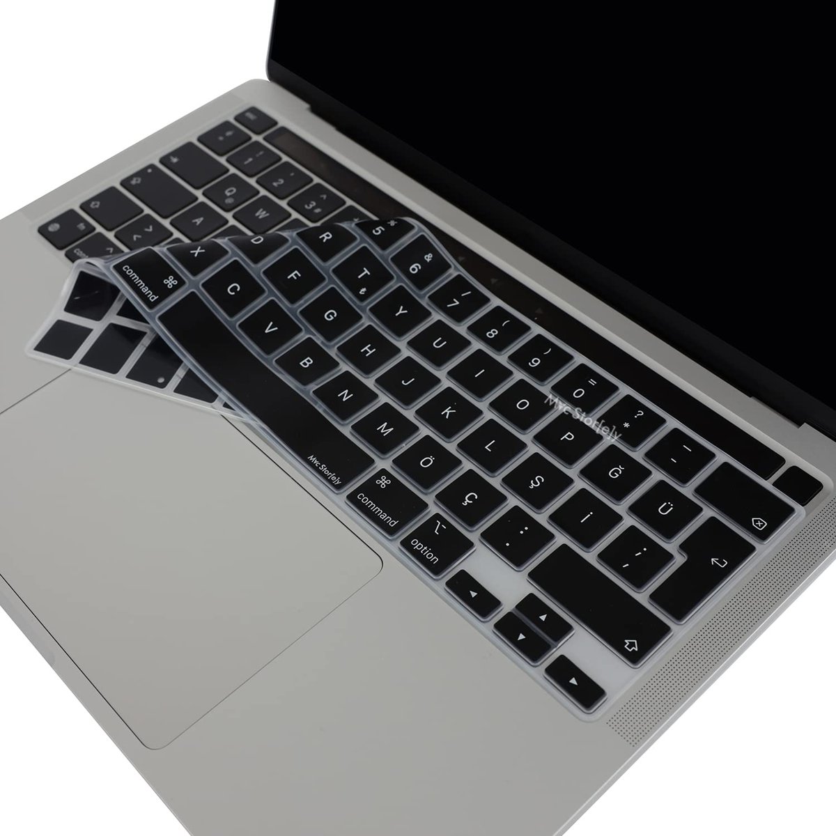 McStorey MacBook Pro Türkçe Q Klavye Koruyucu EU UK ISO Enter A2338 M1 M2 A2251 A2289 A2141 Uyumlu İnce Siyah Silikon Keyboard Cover Touch Bar 13 inç 16 inç Siyah