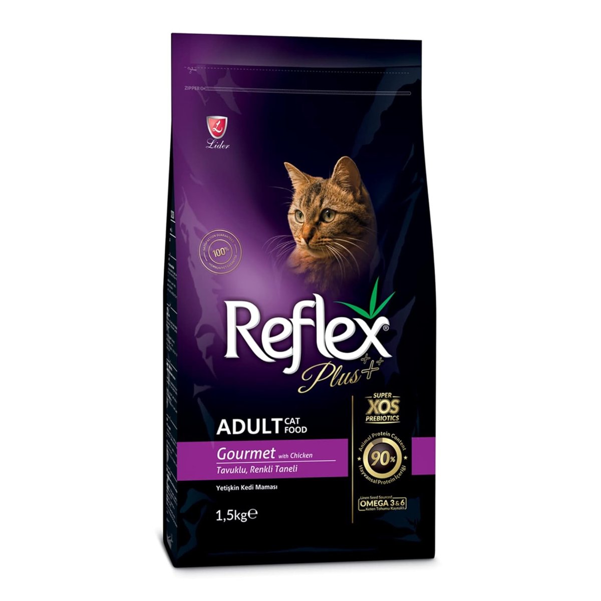 Reflex Plus Yetişkin Kediler için Tavuk Etli, Renkli Taneli Kedi Maması 1,5 Kg
