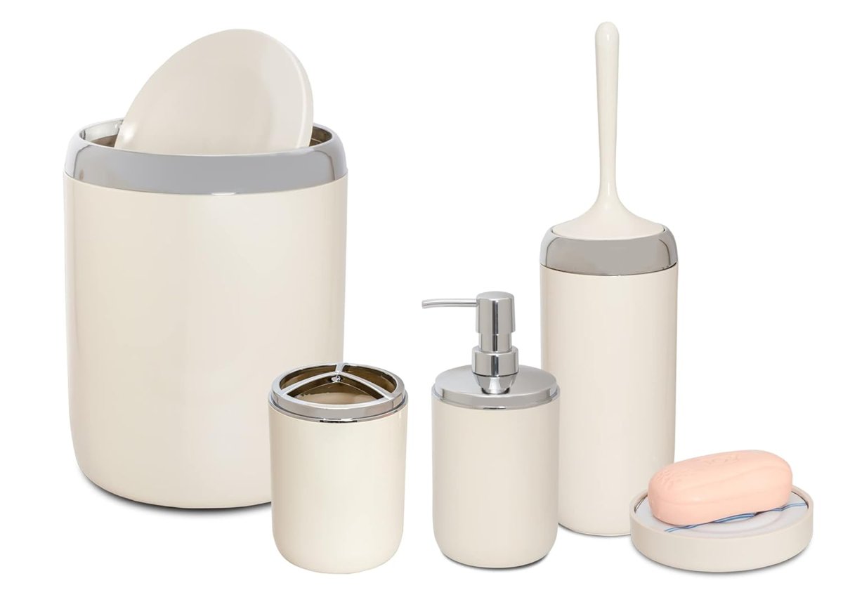 Primanova LİMA XL KROM DEKORLU BANYO SETİ/BEJ