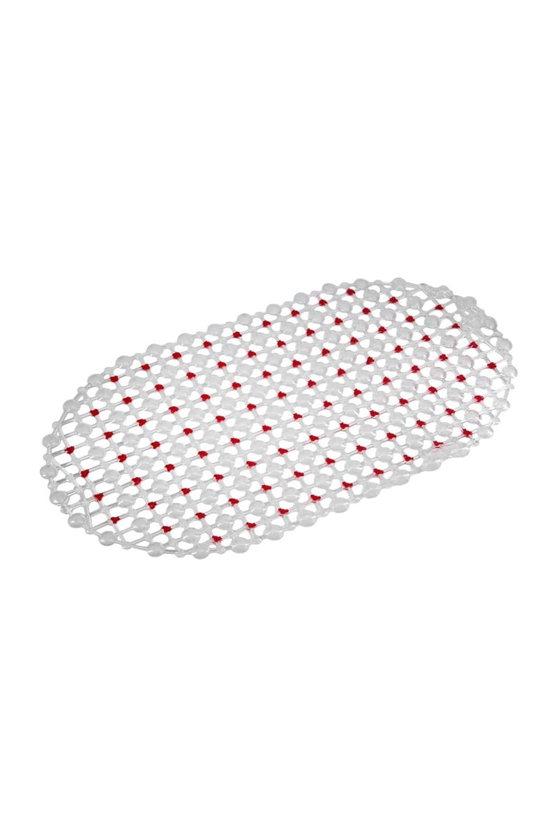 Efe Mark Eko Serisi Banyo - Küvet İçi Kaydırmaz Vantuzlu Oluklu Oval Paspas 63 x 34 cm, Kırmızı