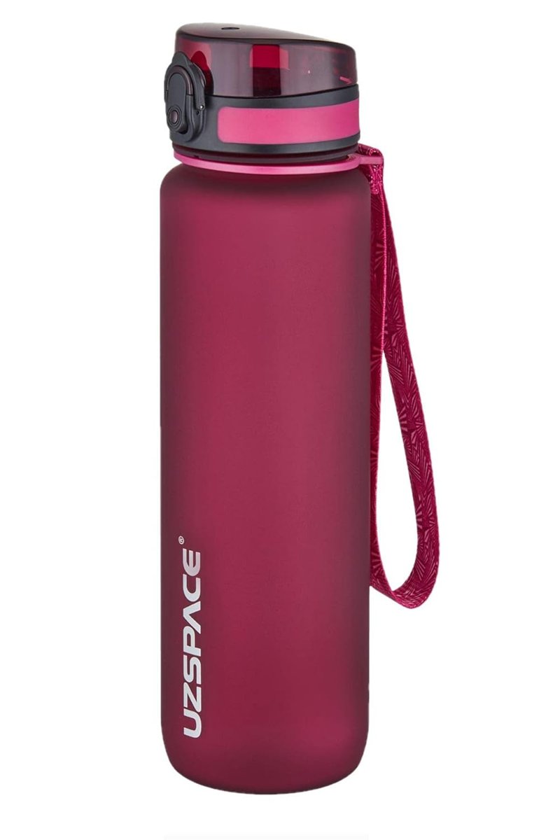 UZSPACE Büyük Boy 28 cm 1000 ml 1 litre Tritan Su Matarası 14 Renk FiftyFifty Softtouch Kırmızı