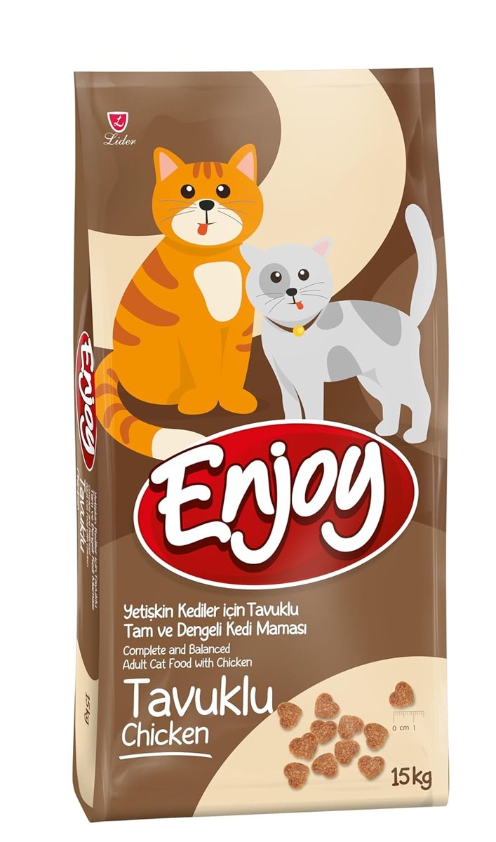 Enjoy Kuru Kedi Maması, Tavuklu, Yetişkin, 15 Kg Kahverengi