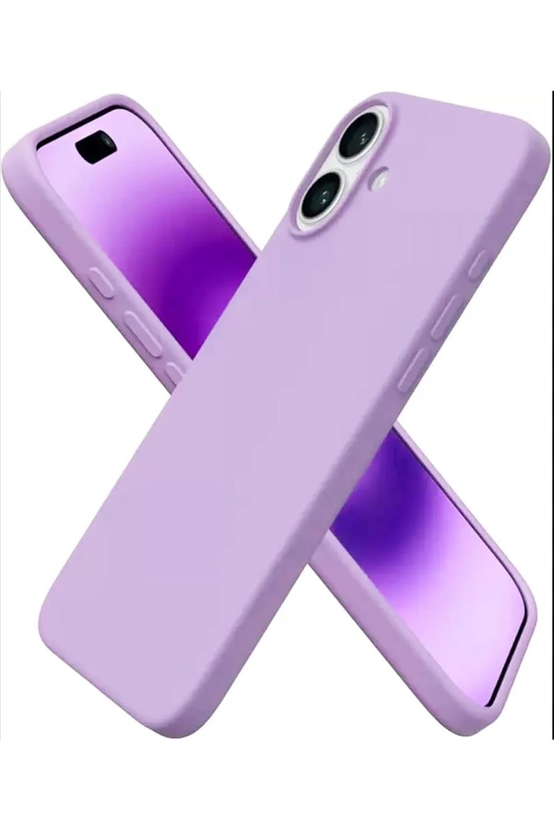 GGM GİYİM & AKSESUAR iPhone 16 Plus ile Uyumlu İçi Kadife Dışı Mat Yapıya Sahip Koruma Sağlayan Lansman Silikon Kılıf (Lila)