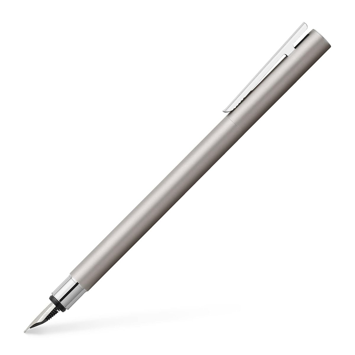 Faber-Castell 342100 - Dolma Kalem Neo Slim Paslanmaz Çelik, Uç Genişliği M, Gümüş Mat
