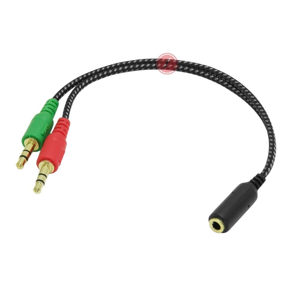 Lunatic 2466 Örgülü 4 Pin 3.5mm Stereo Dişi Y Kablo Kulaklık Mikrofon Çevirici Ayırıcı Dönüştürücü Çoklayıcı Adaptör Cep Telefonunu Kulaklığınızı Hem Mikrofon Hem Kulaklık Özelliğini Çalıştırır