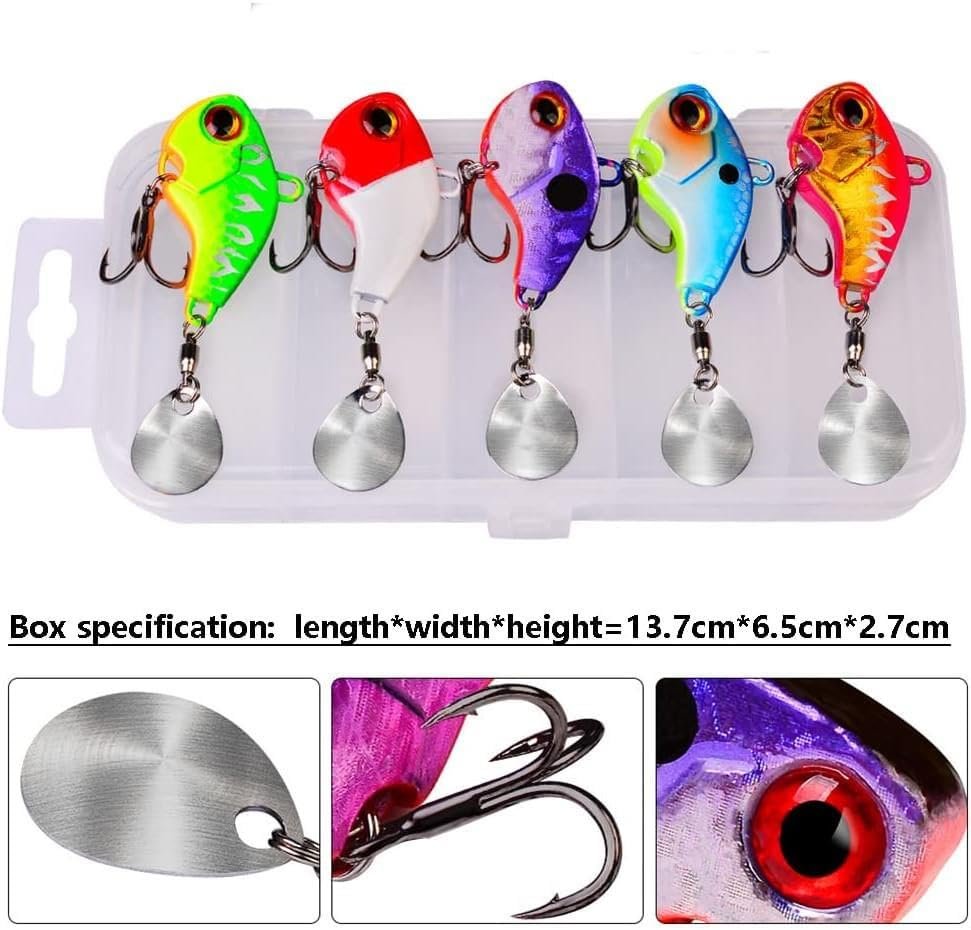 Valkyrie 5 Adet LRF Kaşık Kuyruklu Titreşimli Wobbler Balık Olta Yem Seti - 14gr 6cm - Spin ve Baitcasting için Uygun