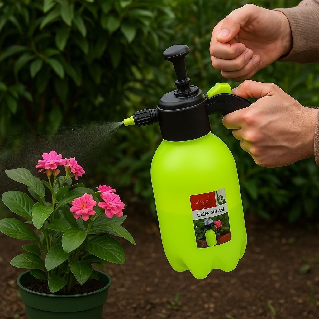 Bahçe Püskürtme Pompası 2 Litre Hacimli, Elde Taşınabilir Su Püskürtücü, Basınçlı Bitki Sulayıcı Şiş