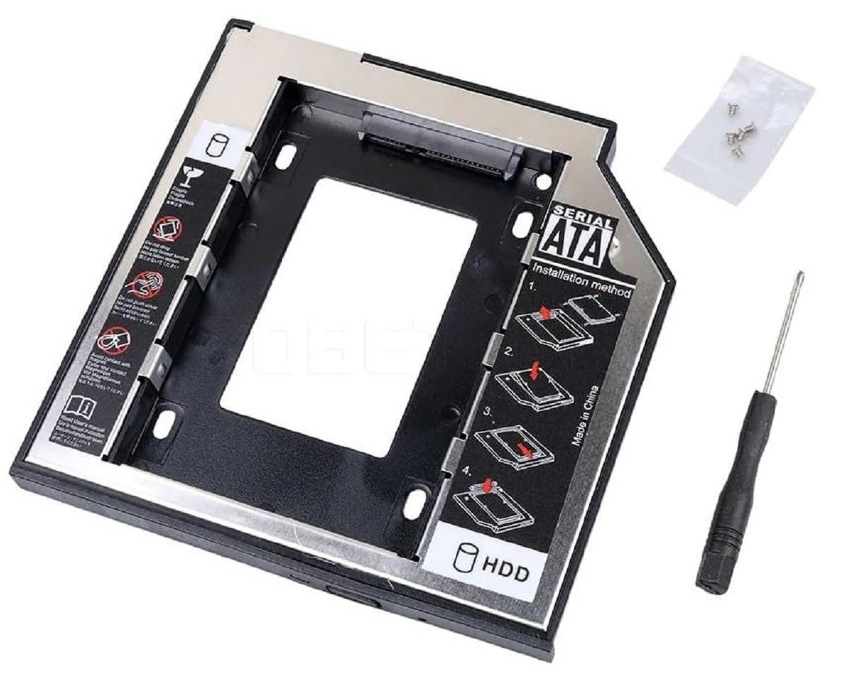 Lunatic 1747 12,7 mm 2,5 inç SSD HDD Sabit Disk İçin Sürücü Sata 3 (Dizüstü Bilgisayar) Sabit Sürücü Çerçevesi SSD veya SATA Diskinizi Harddisk Yuvasına Takıp, Bu Cihaz da DVD/CD okuyucusuna Takılır