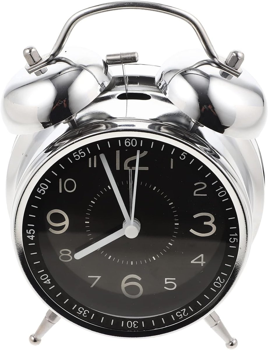 Coverzone Sessiz Pilli Çalar Saat Yatak Odası Saati Çocuklar İçin Masa Nostaljik Dekor Masa Saati alarm clock Big Ben Saat Retro Hour Çift Zilli Masaüstü NRN387 Mavi (Mavi)