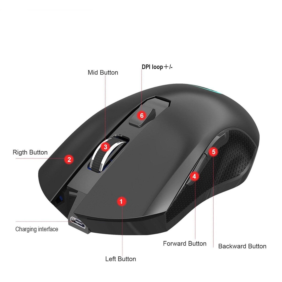 Valkyrie 6 Tuşlu Şarjlı Sessiz 2400DPI Kablosuz Gaming Mouse