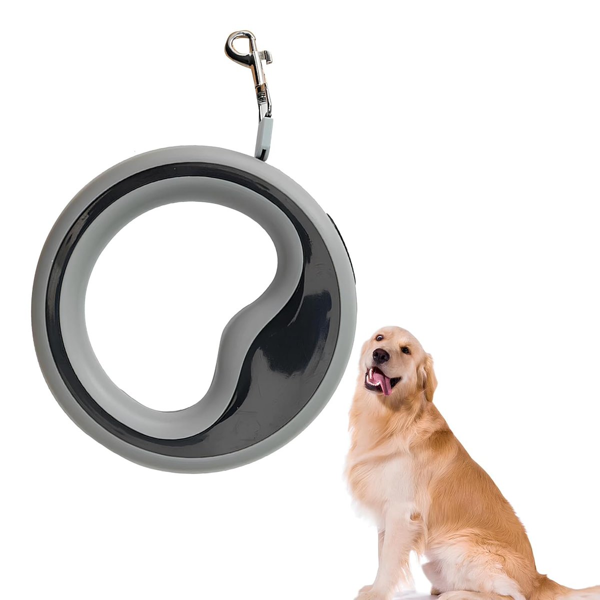 KANJI Otomatik Köpek Gezdirme Tasması – Gri | 2.5 Metre Geri Çekilebilir Plastik Tasma – Ergonomik Tutma Saplı, Güçlü Metal Kancalı, Küçük ve Orta Irklar İçin Uygun | Yürüyüş & Eğitim için