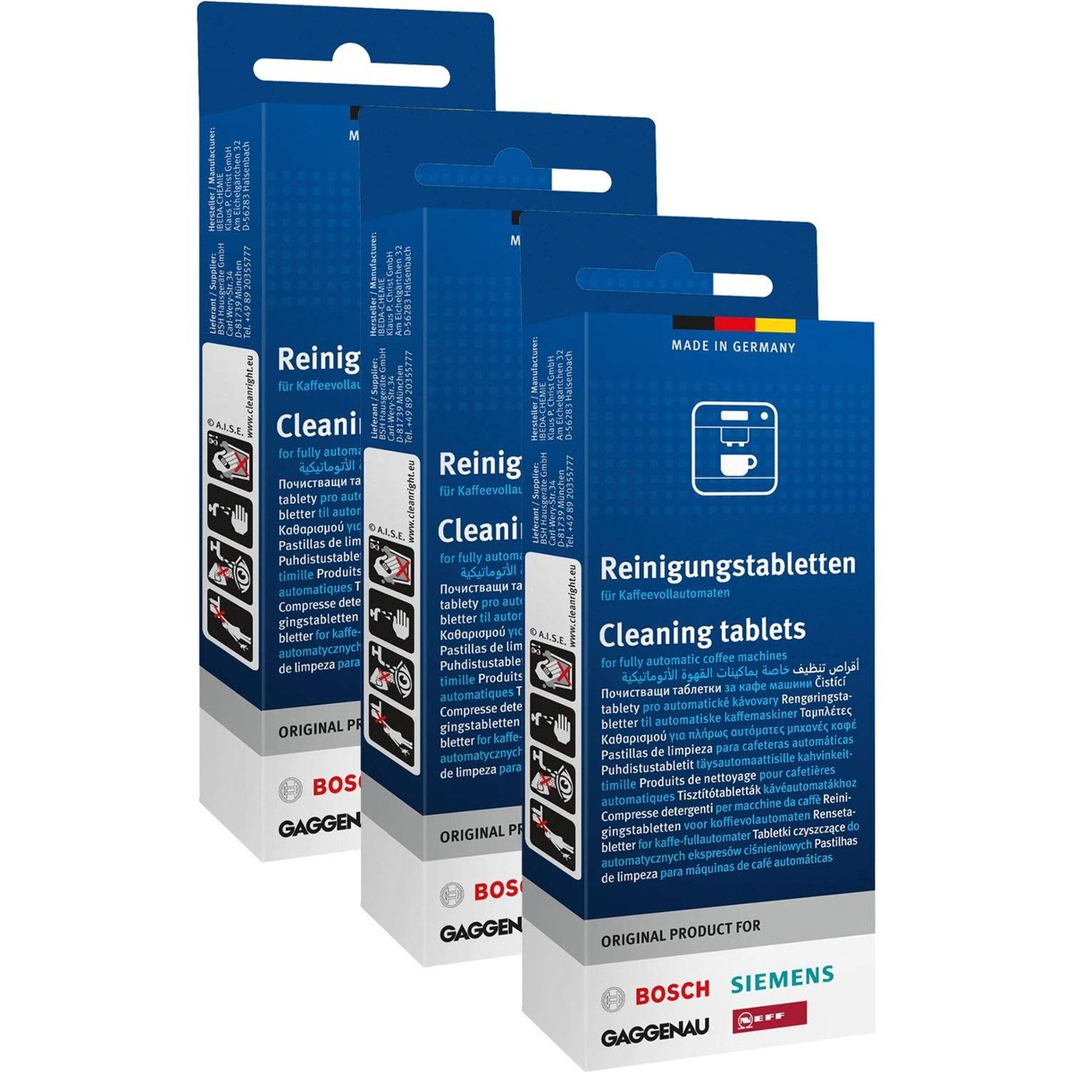 Bosch 3 x 10 temizleme tableti Siemens temizleme tabletleri kahve makinesi 310575 00310575 311769 00311769 TZ8001 TCZ8001 TCZ6001 TZ60001 clean protect