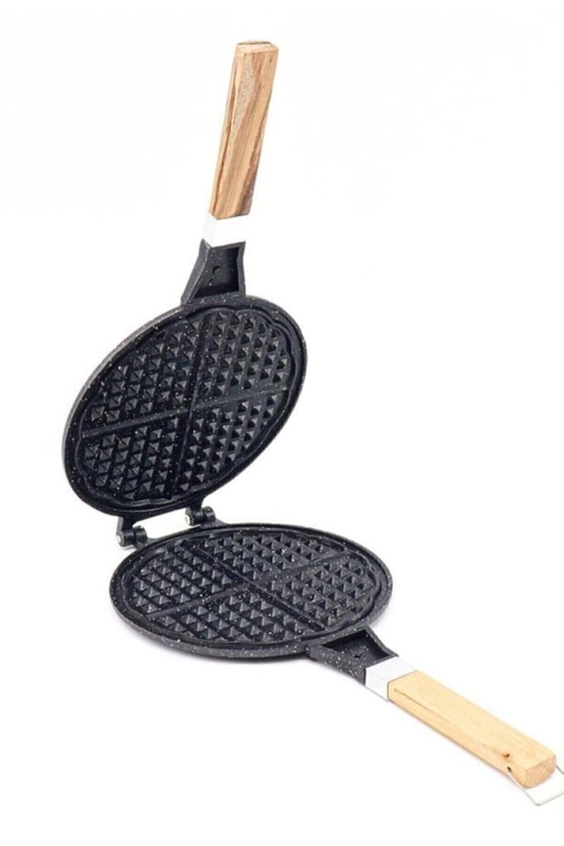 Taşhan Döküm Waffle Tavası Ahşap Kulp Siyah