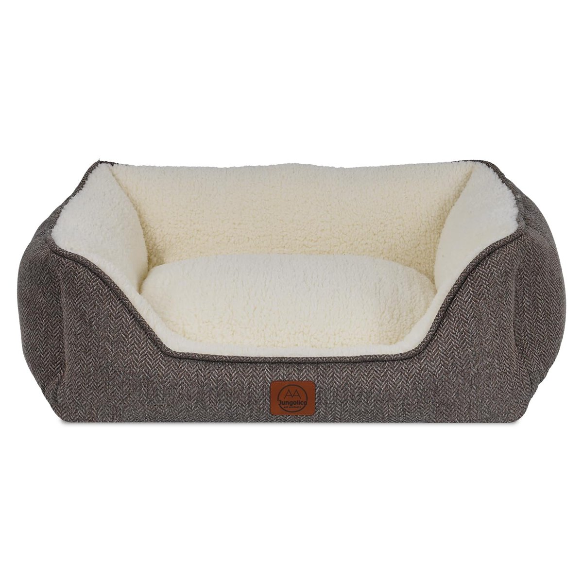Jungolica Zeus Kedi ve Köpek Yatağı 40 x 55 x 18 Kahverengi - Çift Taraflı Minderli, Yıkanabilir, Kaydırmaz Taban, Yumuşak Sherpa, Dayanıklı Dokuma Kedi ve Köpek Yatak