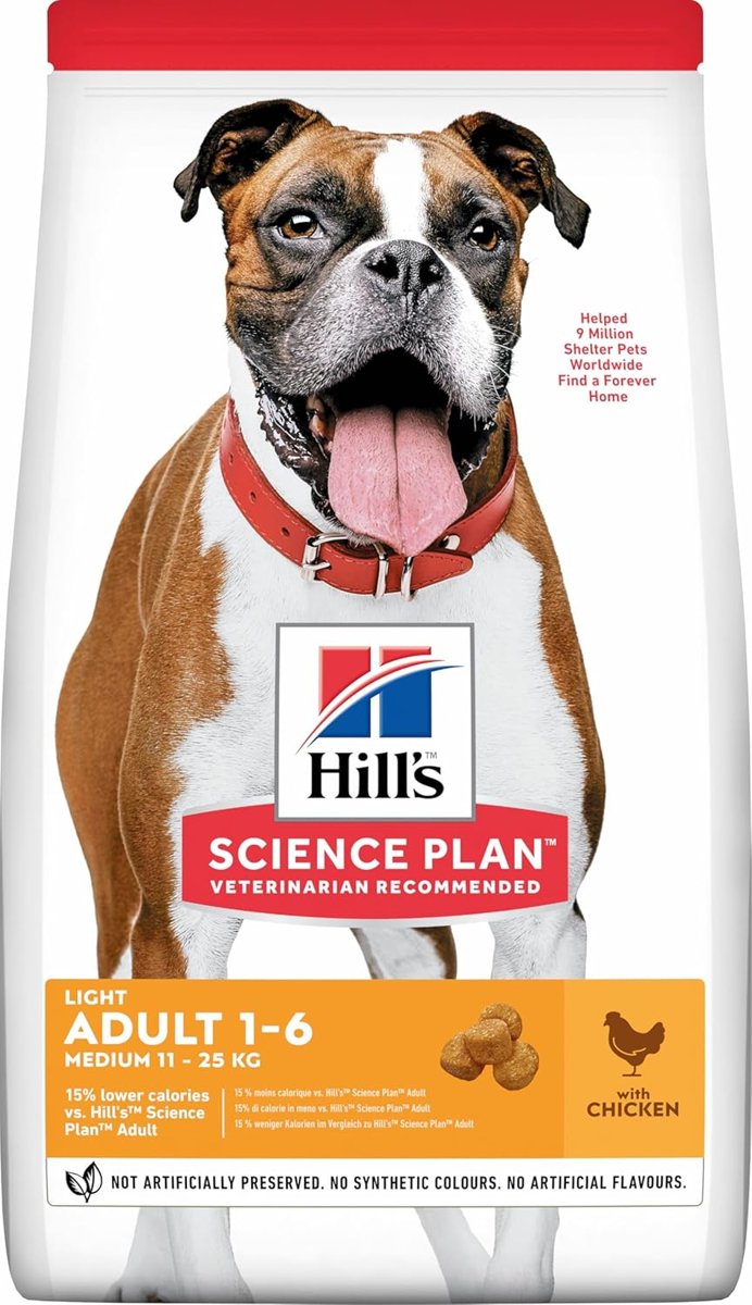 Hill's SCIENCE PLAN Light Yetişkin Orta Irk Tavuklu Köpek Maması 2.5 kg