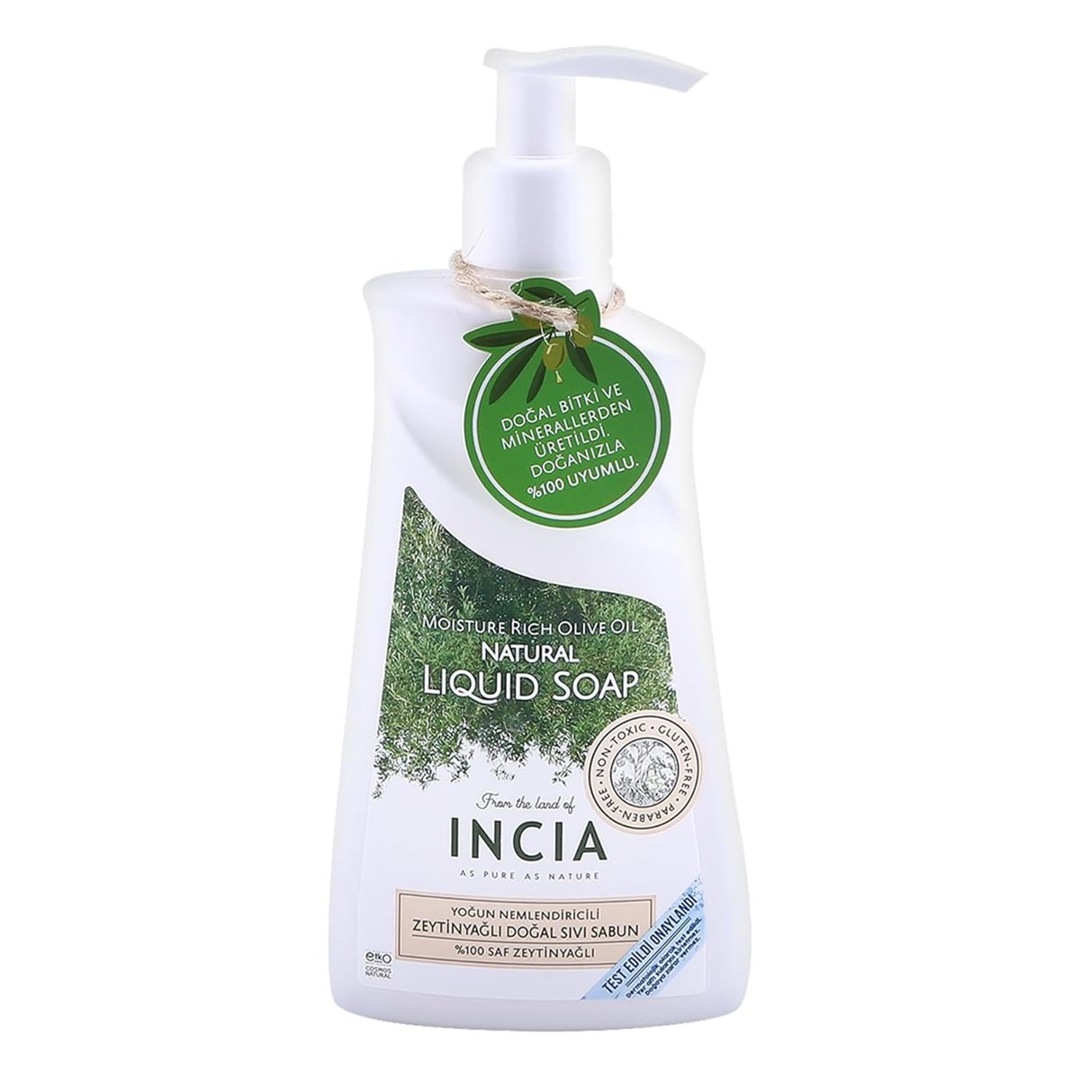 INCIA%100 Doğal Sıvı Kastil Sabunu Yoğun Nemlendirici Zeytinyağlı 10 Bitkisel Değerli Yağ Vegan 250 ml