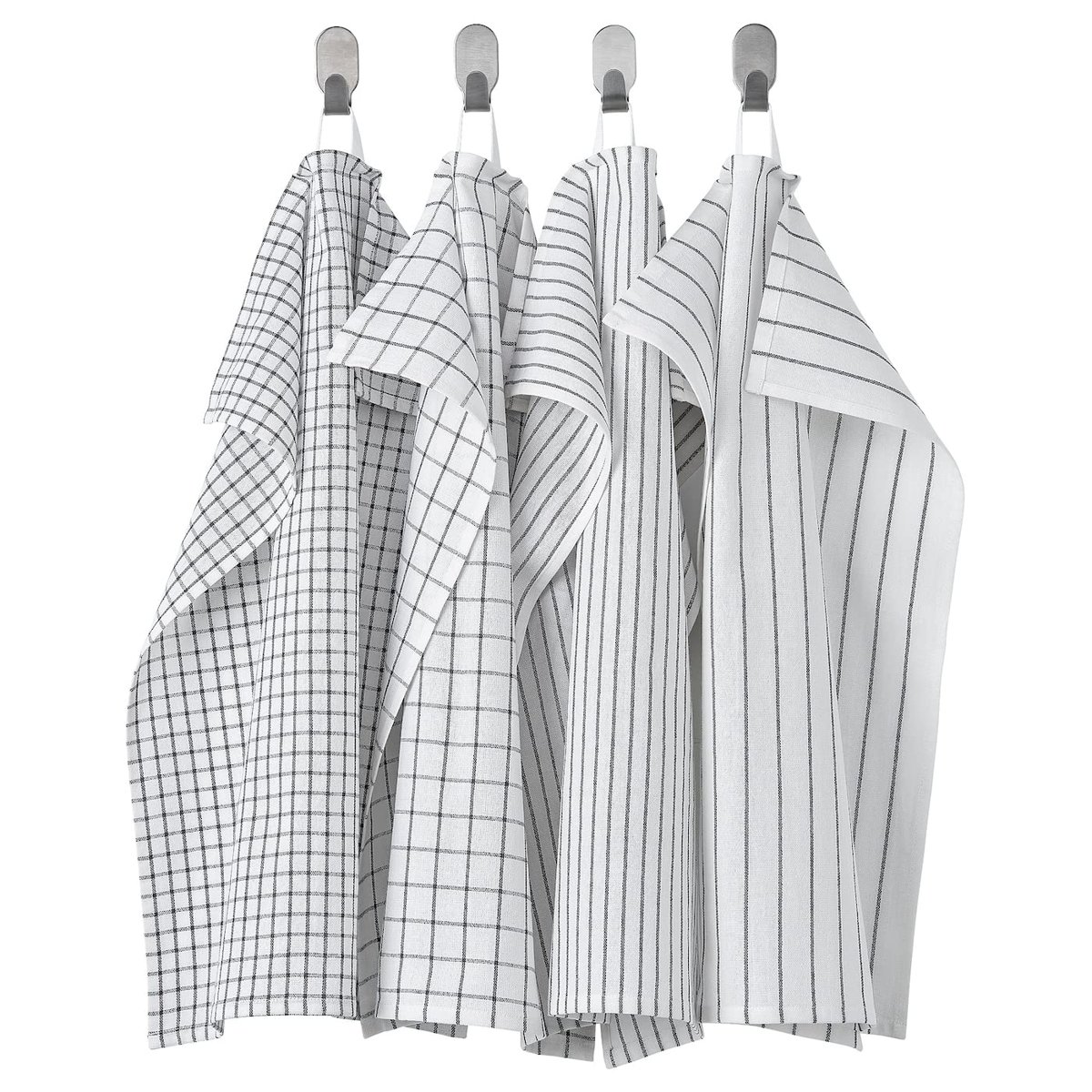 Ikea RINNIG Çay Havlu, Beyaz/Koyu Gri/Desenli, 18x24 (45x60 cm)