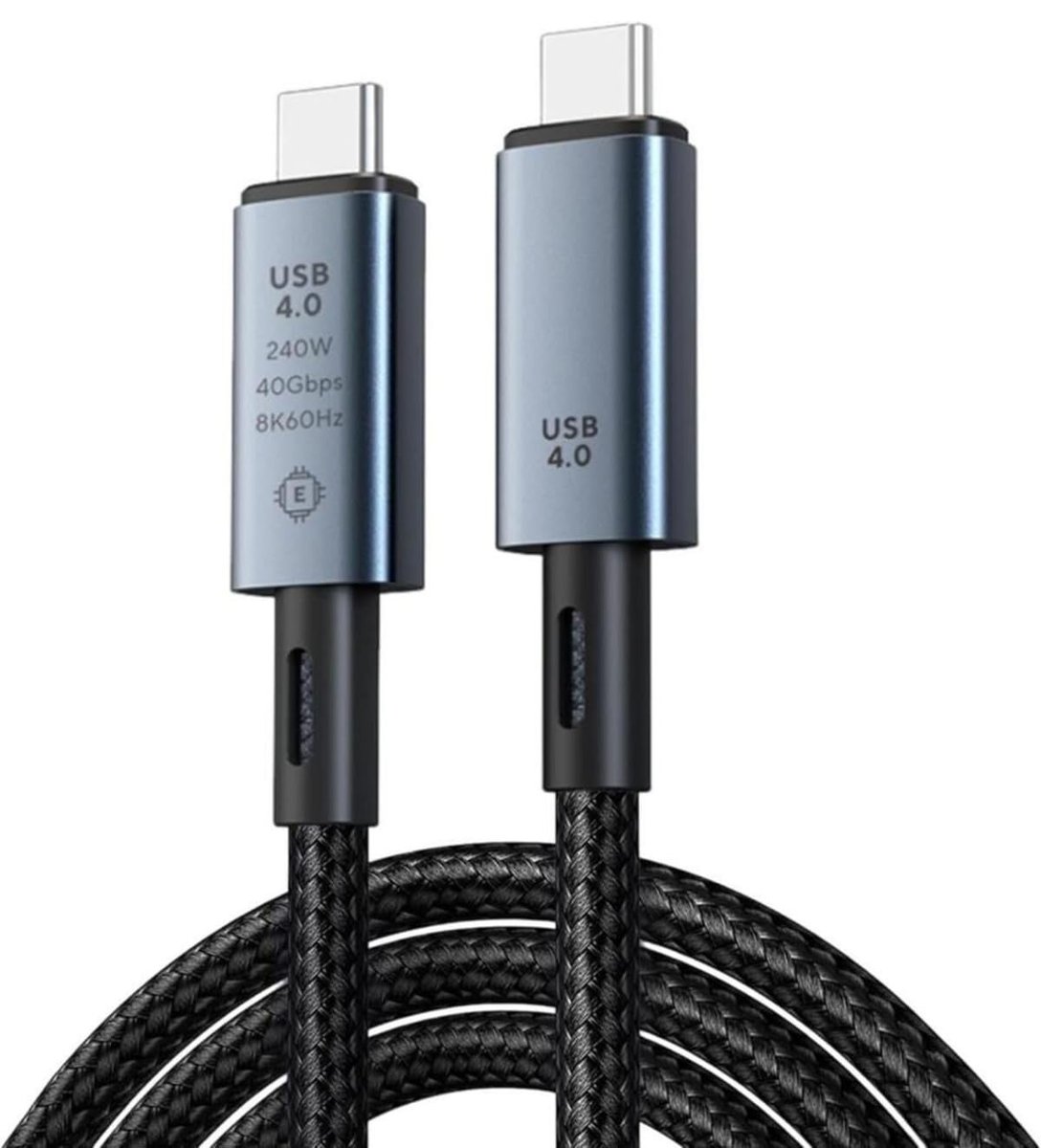 Coverzone 40Gbps 240W 4.0 Thunderbolt Type-C to Type-C Şarj, Data ve 8K 60Hz Görüntü Aktarım Kablosu