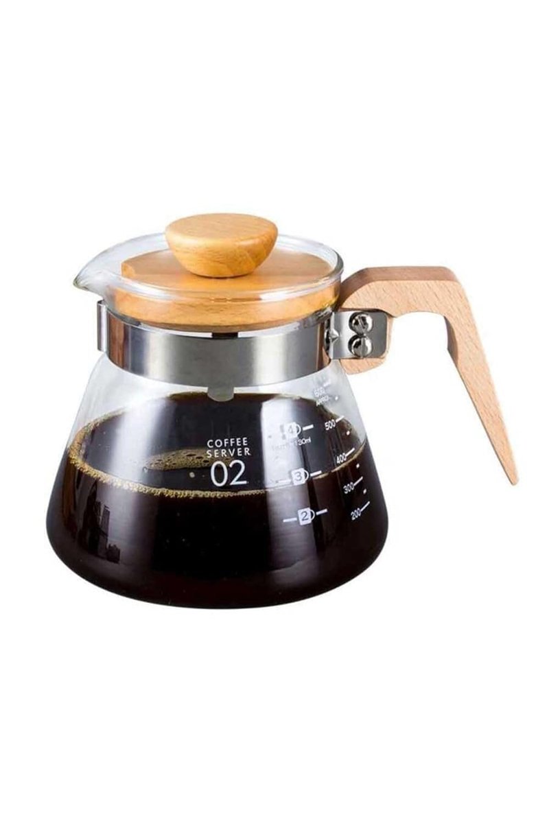 Epinox Kahve Çay Sürahisi Ahşap Saplı 600 Ml V60'A Uygundur