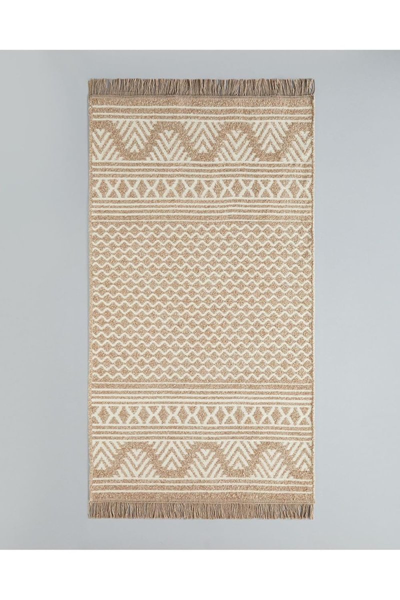 English Home Dokuma Kilim 80X150 Cm Açık Krem - Kahve