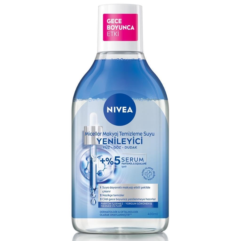 NIVEA Micellar Yenileyici Makyaj Temizleme Suyu 400 ml,Suya Dayanıklı Makyajı Çıkarır,Ovalaa Gerekti