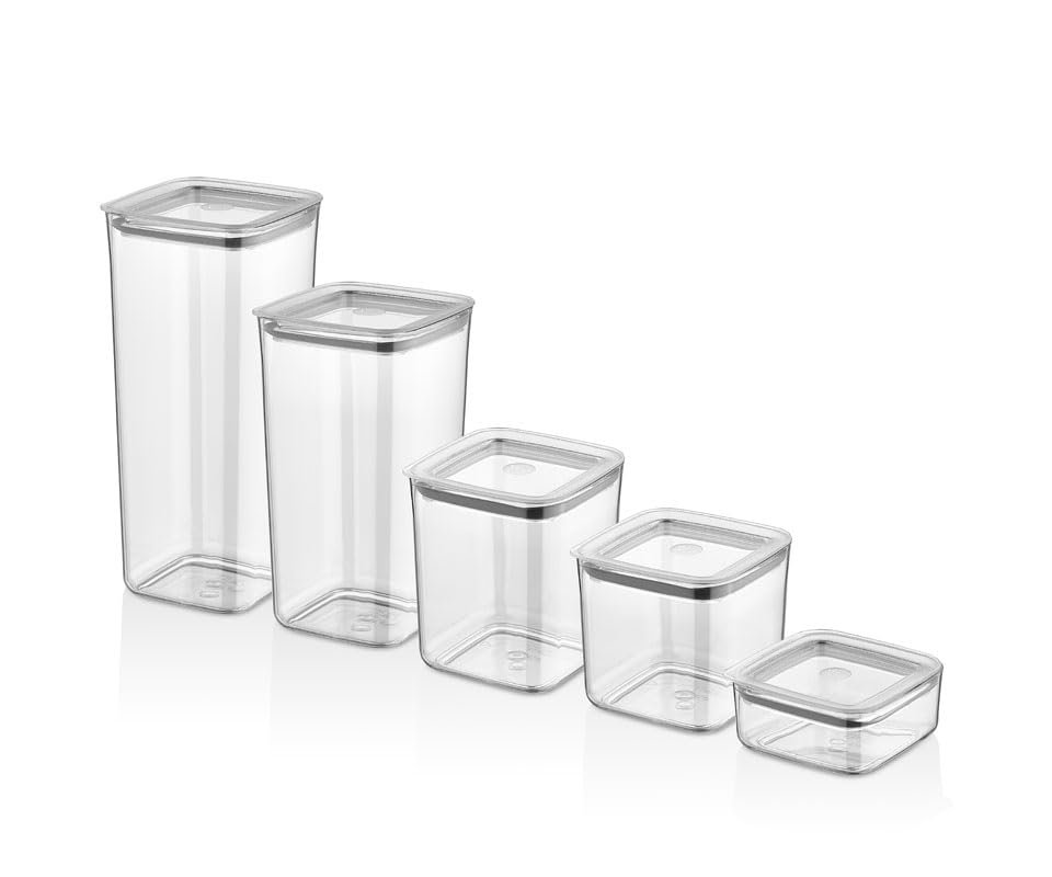 Vip Ahmet Sude Kare Saklama Kabı, 5'Li Set (1700 Ml+1200 Ml+1000Ml+700Ml+350 Ml)