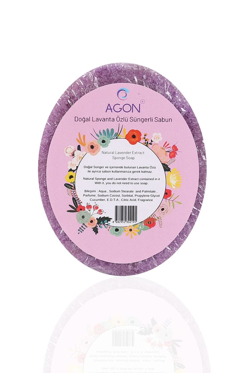 Agon Doğal El Yapımı Lavanta Özlü Sabunlu Vücut Duş Süngeri 125 gr