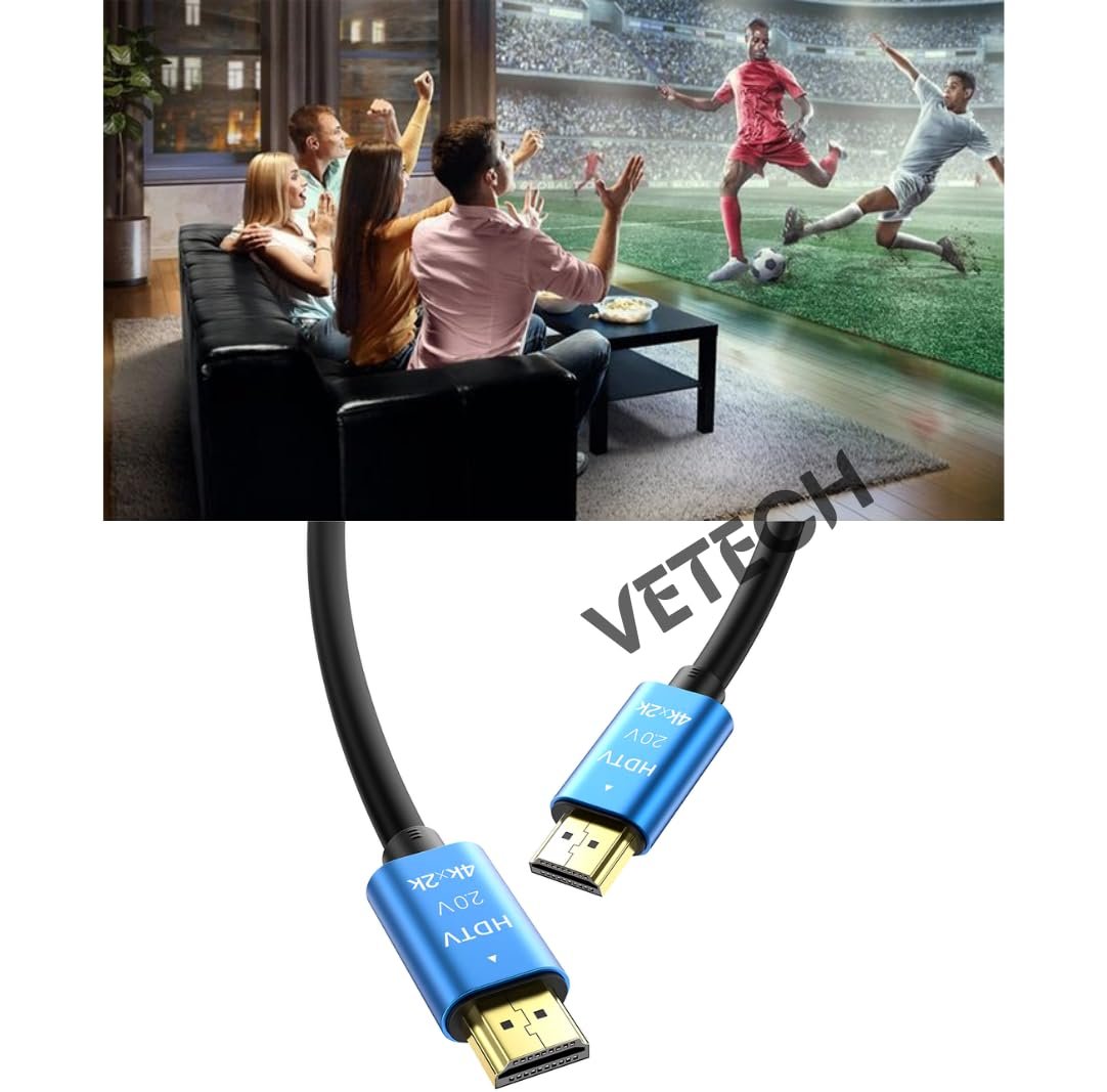 Vetech 4K HDMI Kablosu HDTV 2.0V Oyuncu Bilgisayarı, Playstation, XBoX, Notebook İçin (3 Metre)
